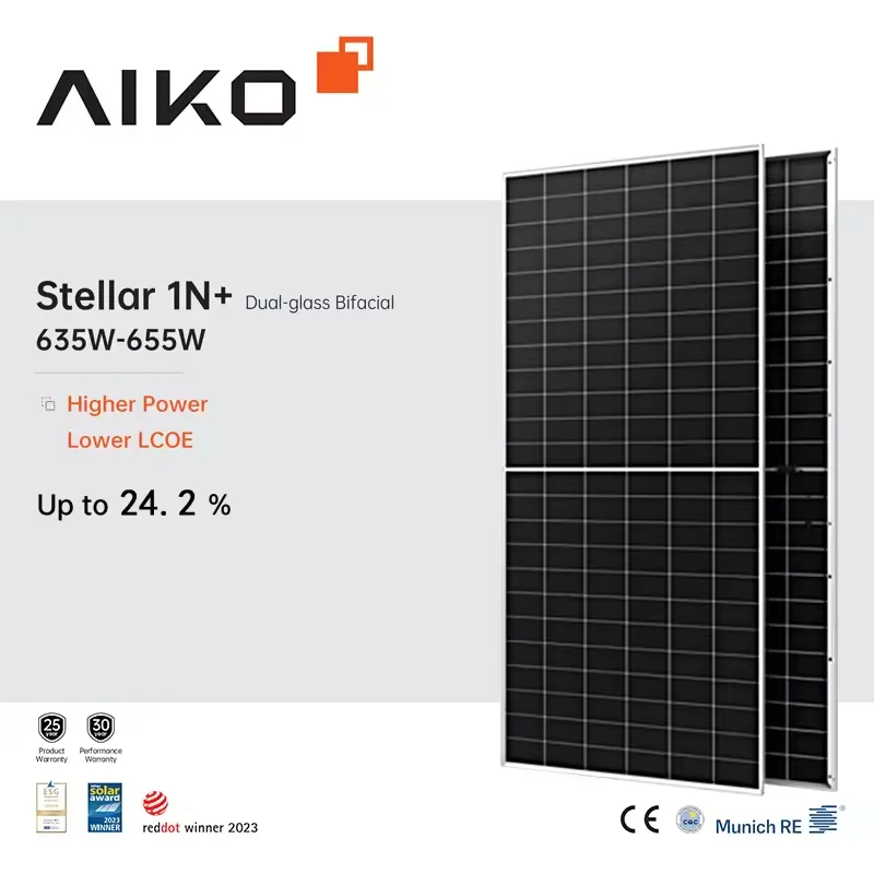 Фотоэлектрическая солнечная панель Aiko 655 Вт 650 монокристаллическая типа N Topcon BIPV 645 ABC для ковра