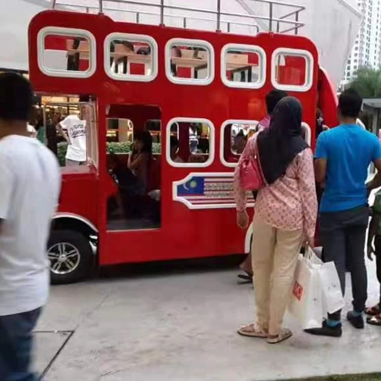 Amusement park outdoor battery powered electric double deck tourist sightseeing london bus