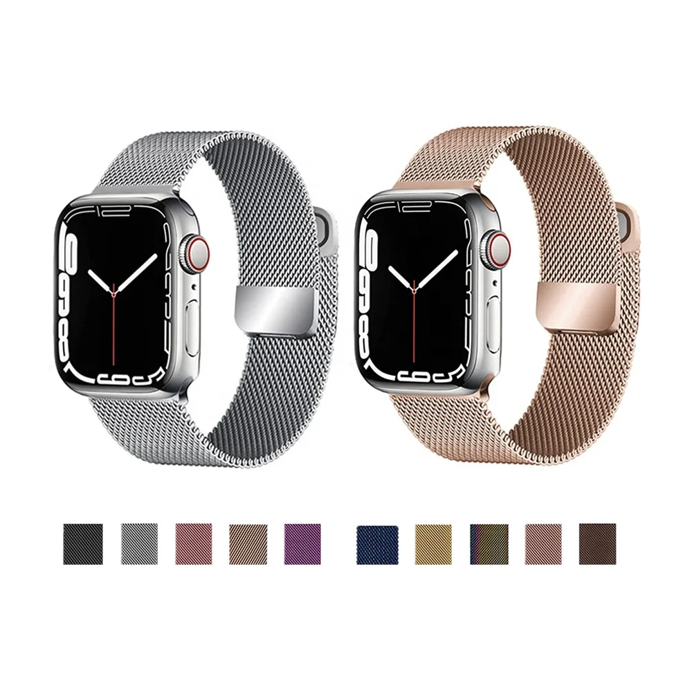 Hot Sale Magnetic Stainless Steel Mesh Strap Metal Milanese Loop Band for Apple Watch 38mm 40mm 41mm 42mm 44mm 45mm