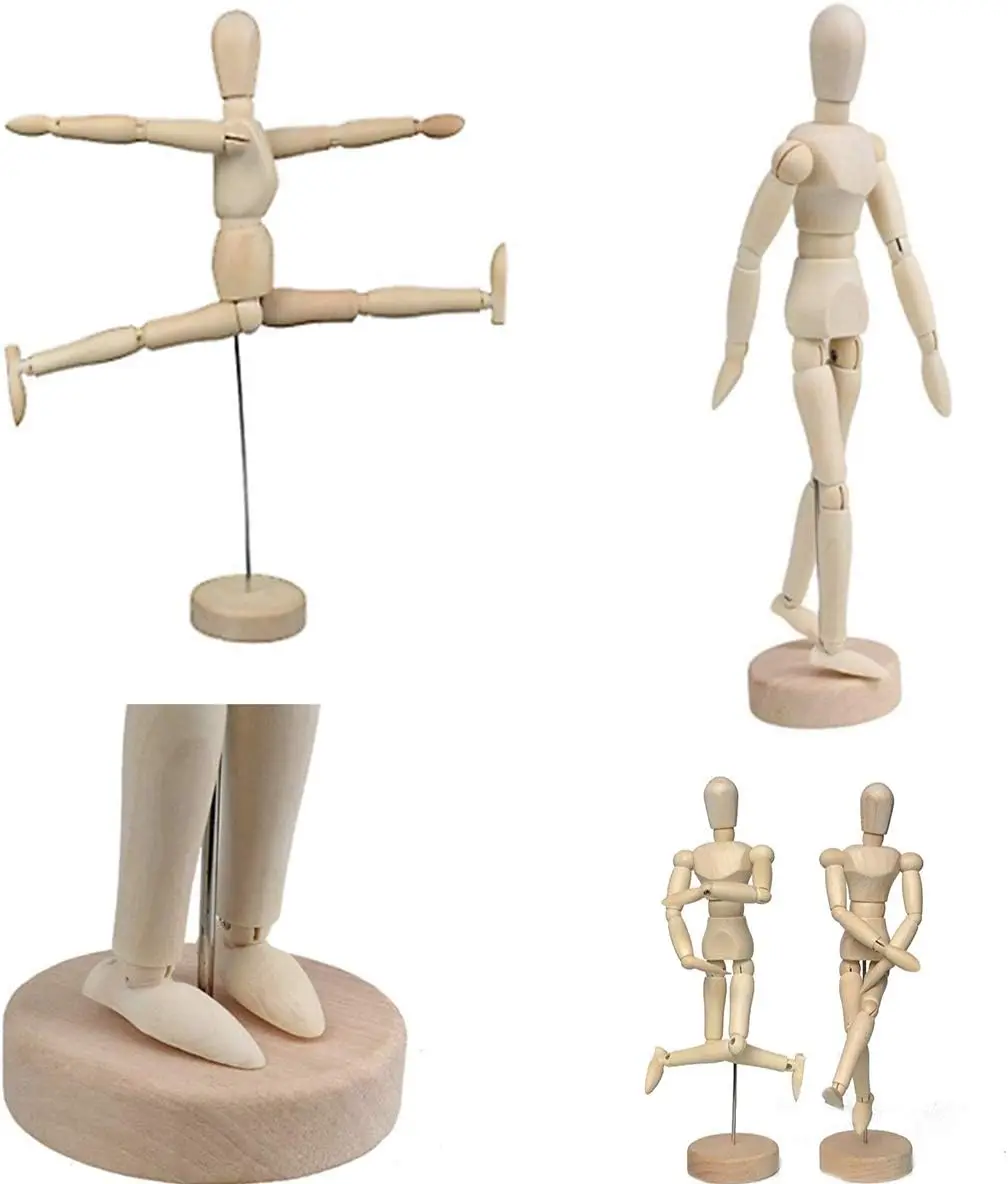 Custom 12' Wooden Artists Manikin Sketching Drawing Articulated Jointed Mannequin Wood Human Figure Model for Home Decoration