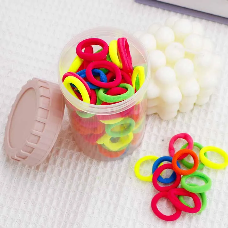 multi color mini elastic hair bands for kids pack in box cute girls hair band 100pcs per box