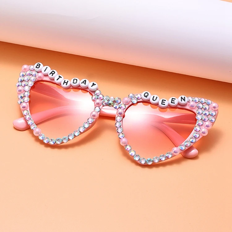 Hstyle Birthday Glasses for Women - Birthday Queen Pearl Diamond Sunglasses for Birthday Party Gifts Accessories Party Favors