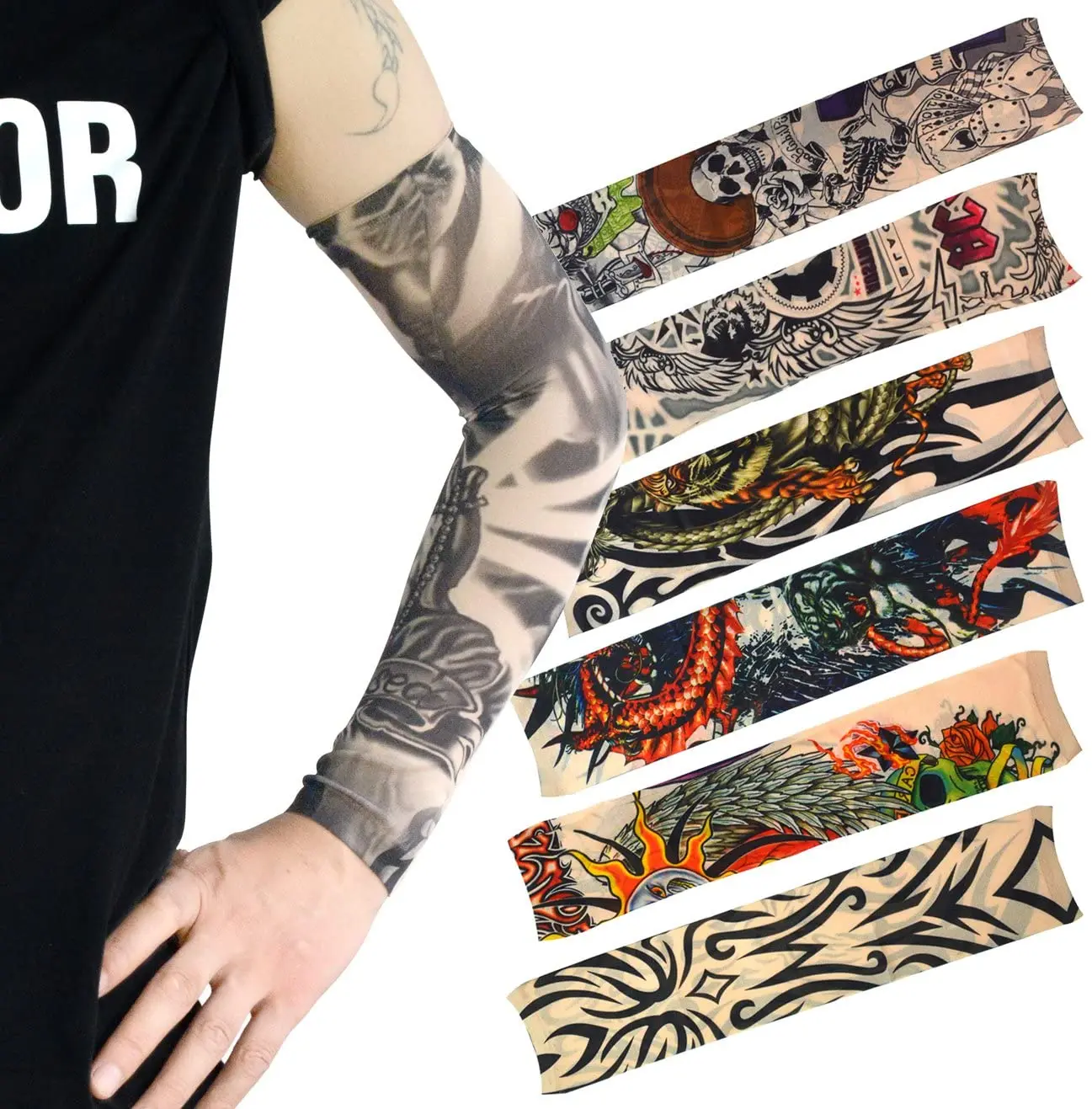 Fashion Unisex UV Protection Arm Sleeve Outdoor Temporary Tattoo 3D Tattoo Sleeves