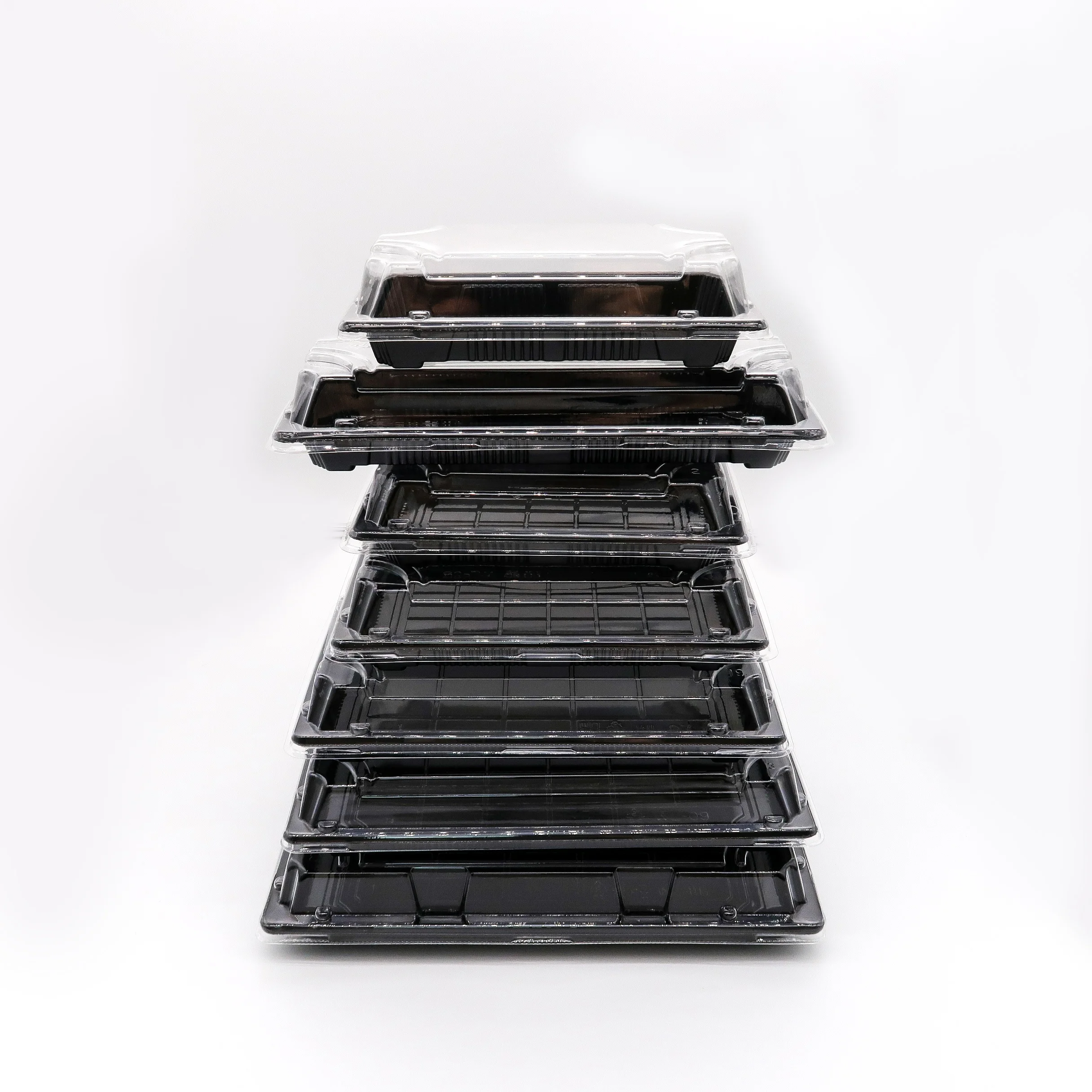 PLA биоразлагаемый черный пластиковый поднос для упаковки суши