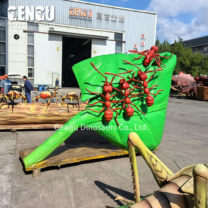 Large Static Insect Model Zoo Park Waterproof Animatronic Ants And Leaf