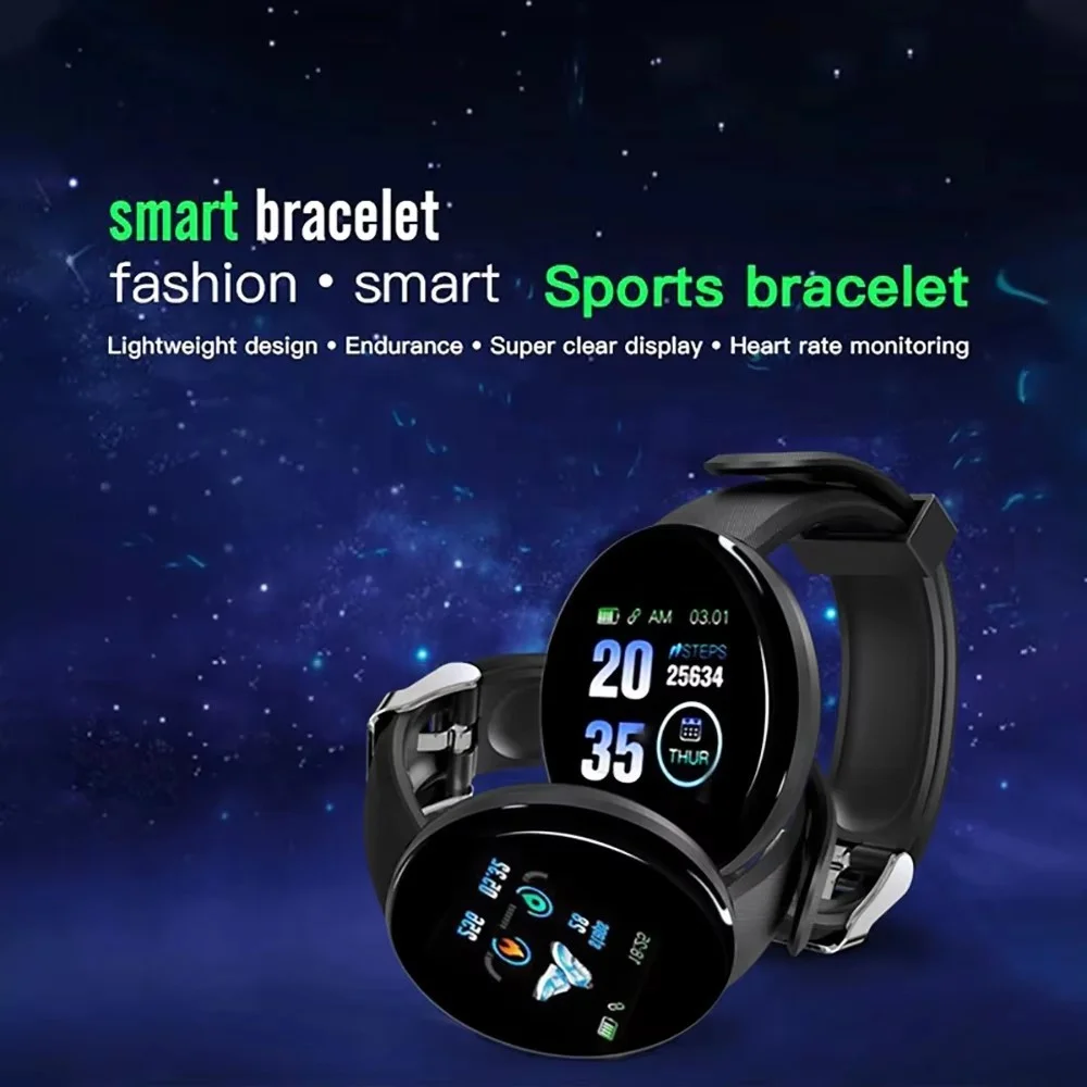 Wholesale Price D18 Smart Watch women Fitness Tracker Round Heart Rate Blood Pressure Smart Bracelet Waterproof Sport Smartwatch