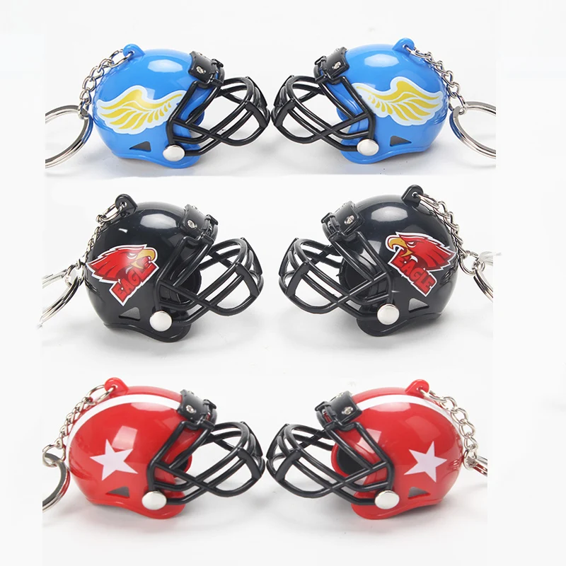 Promotion Souvenirs Pendant Football Gifts Mini Helmet Key Ring Ornament Plastic Sports Rugby Helmet Personalized 3d Keychain