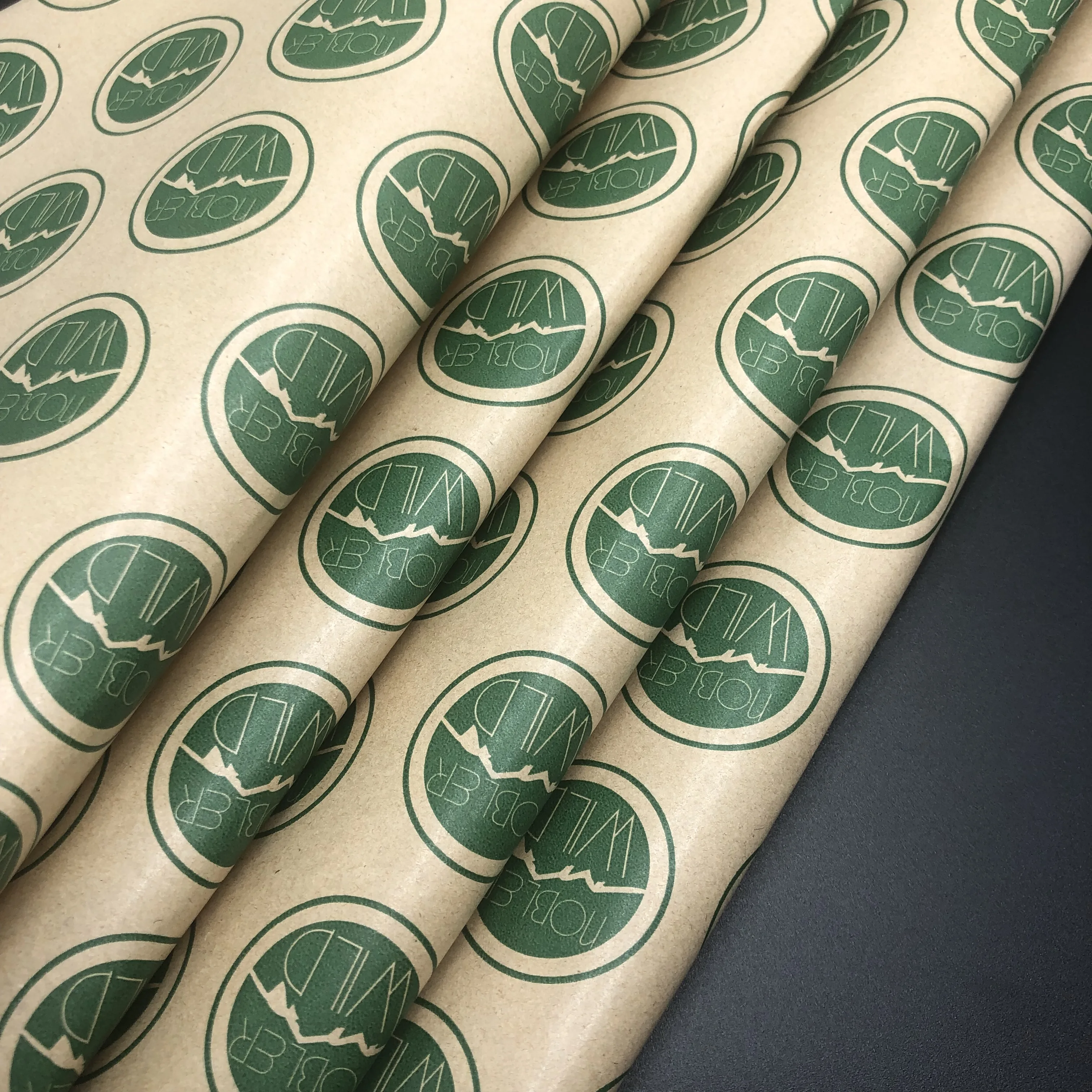 Custom recycled biodegradable printed logo brand name brown kraft paper wrapping paper