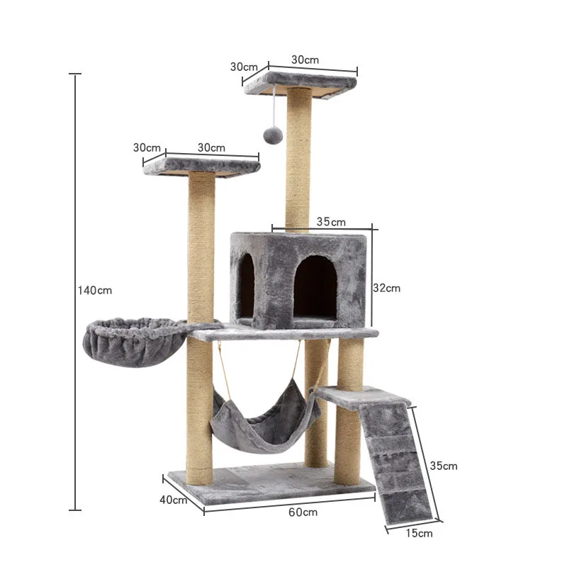 
Lealoncat Custom FBA Service 2 3 4 Level Multi Layer Wood Cat Tower Cat Tree Tower Tower Cat 