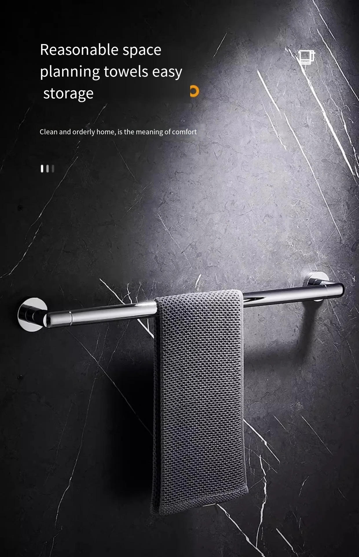 Anti-Rust Waterproof Movable Stainless Steel Vacuum Suction Cup Bathroom Towel Bar Rack Rail Hanger Towel Storage Rod