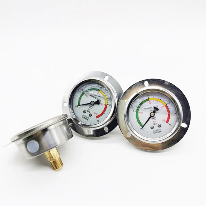 YN60ZT Axial edge shock-resistant pressure gauge liquid oil water pressure gauge stainless steel air pressure gauge M14*1.5