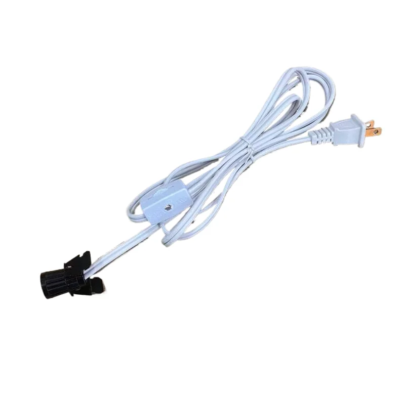 White color 6ft 1800mm US 2PIN flat plug with gear switch E12 clip lamp holder