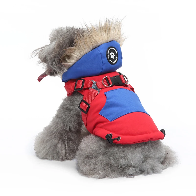 Small Dog Winter Jacket with Waterproof Harness Warm Pet Clothing made of Polyester Cotton for Spring Season Available XXL XL XS