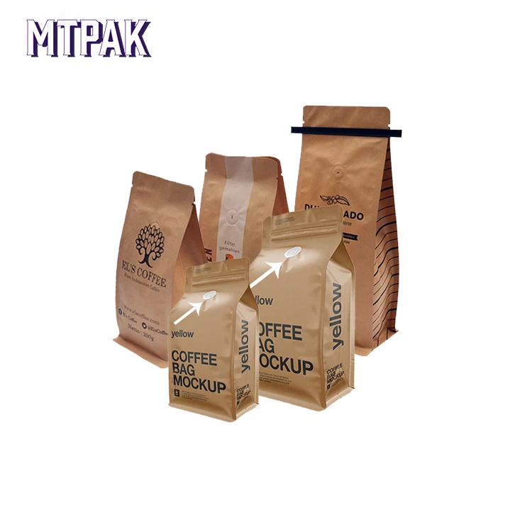 in stock wholesale custom logo eco friendly foiled paper packaging coffee bag with valve