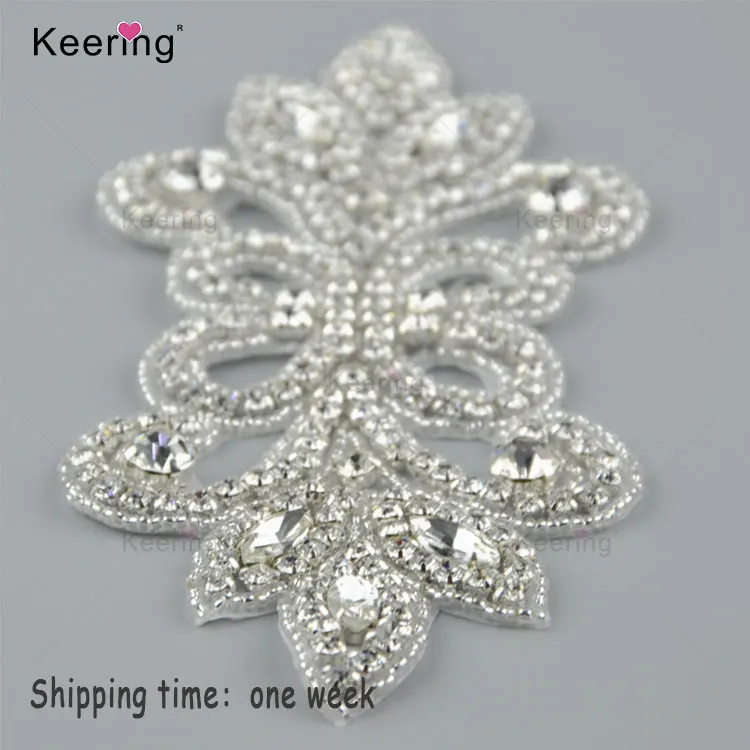 New fashion rhinestone iron on glitter patches WRA-838