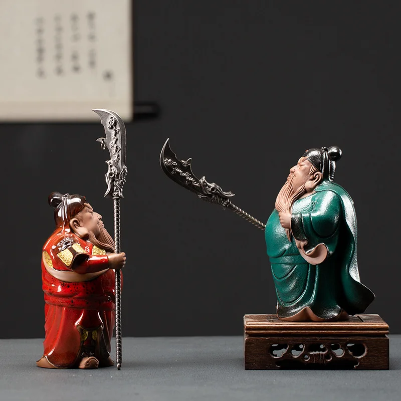 
New Chinese ceramic Guan Gong creative Guan Yu Zen home living room decorations antique shelf Crafts gift Ornaments 