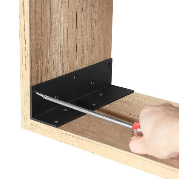 Furniture hardware adjustable metal wall bracket L-shaped corner code supporting cabinets bracket wood connector