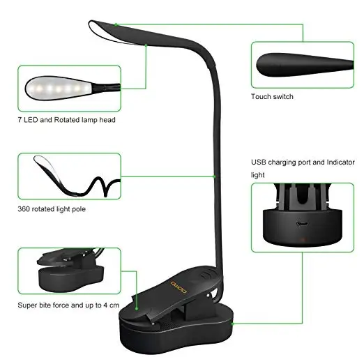 
New product warm and white light 3W led usb led clip light for reading book 