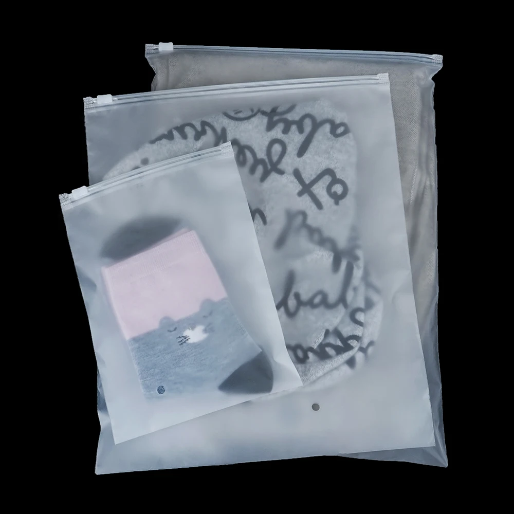 Custom Logo Frosted PE Plastic Zip Lock Poly Bags Reusable zipper  Bag black frosted zipper bag for clothing package