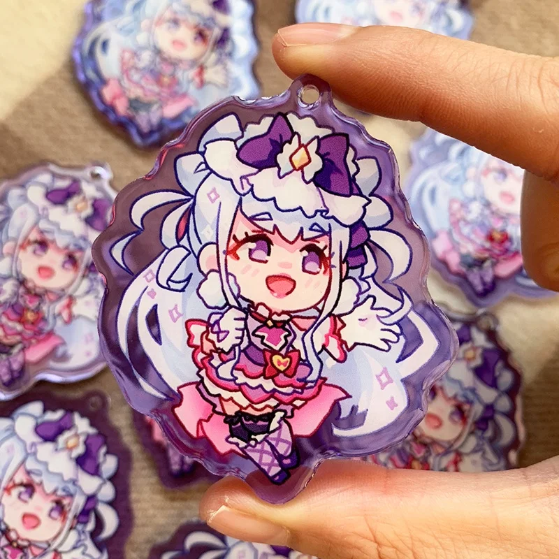 
Juno creative Custom double sided Sparkle Star/glass Holographic clear epoxy holo rainbow Acrylic Charm 