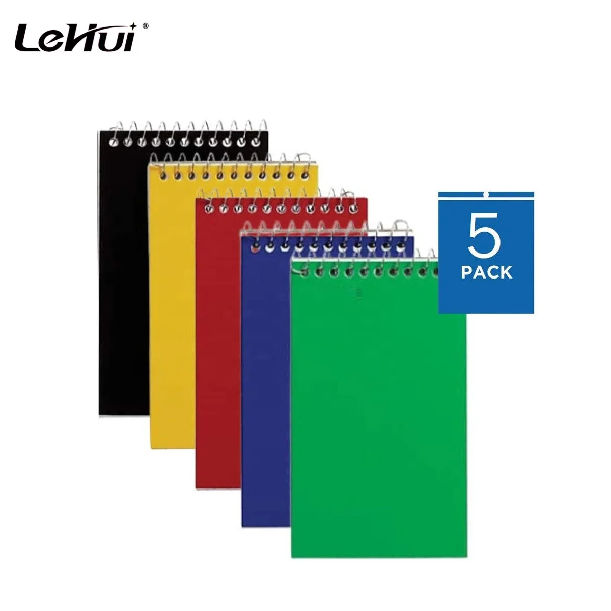 Оптовая продажа с фабрики, маленький блокнот, 3x5 дюймов, в ассортименте 75 листов, 5 упаковок, спиральные записные книжки с линейкой для колледжа