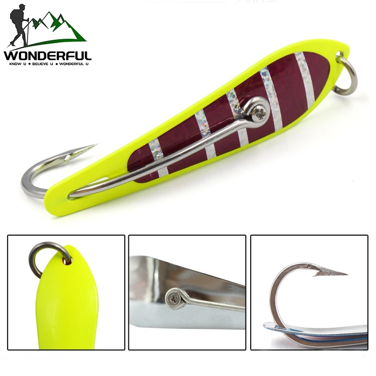 Factory New Design Artificial Deep Sea Fishing Sequins Metal Hard Bait Big Fishing Spoon Trolling Lure