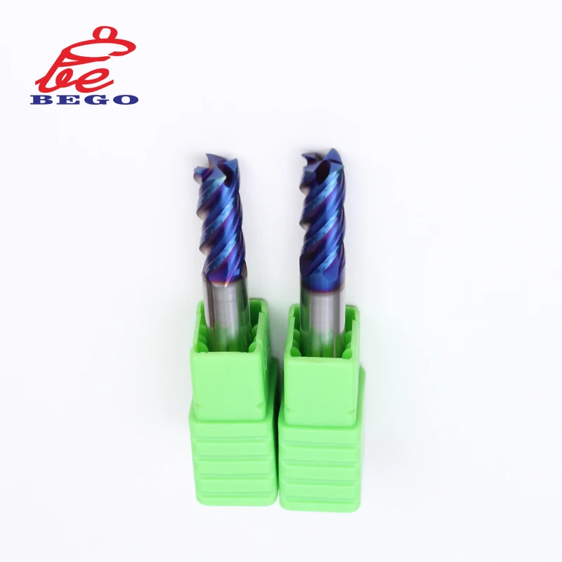 Naco Blue Coated HRC65 Tungsten Carbide End Mill Cutter For High Temperature Titanium Alloy