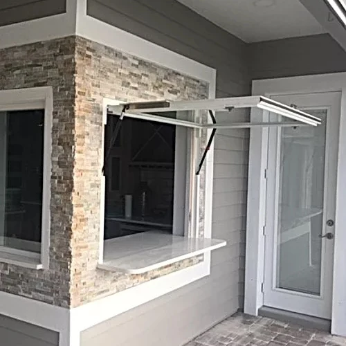 Deda Upward window factory price color can be customized aluminum frame manual Gas Strut 90 degree awning Windows for house