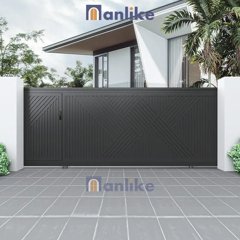 Anlike 2024 New Model Electric Big Backyard Entrance Manual Automatic Metal Best Man Smart Sliding Home Aluminum Gates