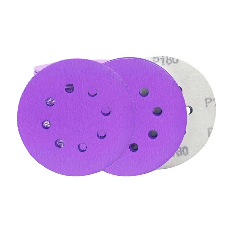5 inch sandpaper and 8 holes purple ceramic sandpaper for sander