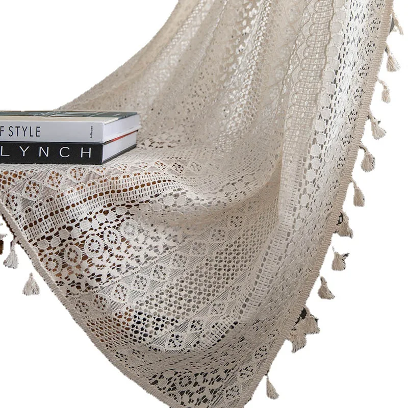 Blackout lace crochet openwork living room window curtain fabric
