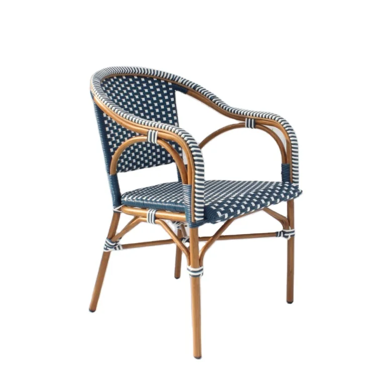 Уличный Деревянный Цветной алюминиевый садовый патио ресторан Бистро Штабелируемый обеденный стул