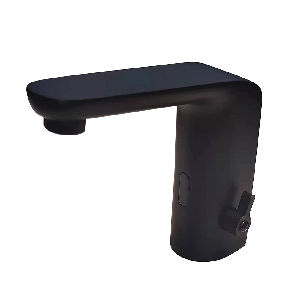 Negro black automatic basin faucet smart taps body full brass copper mixer water cold & hot ac 220 voltage and battery power 6