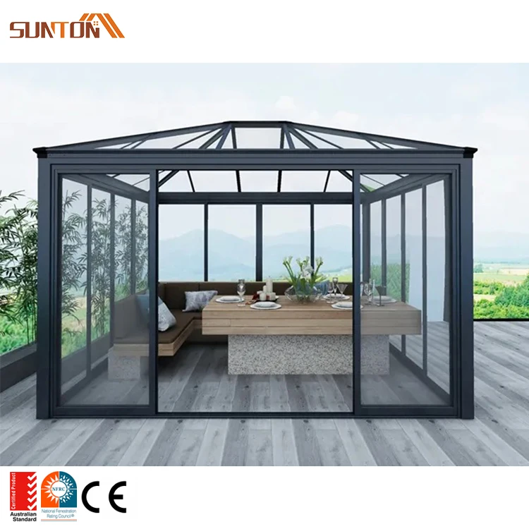 Custom commercial outdoor large thermal insulation sunroom glass houses modern four season sun room