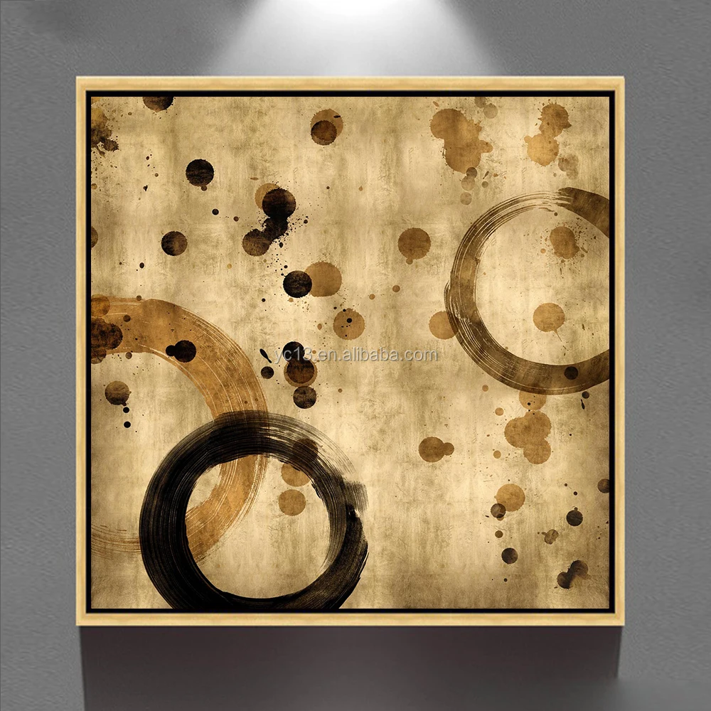 abstract art picture Lucky circle different designs with golden foil framed  canvas Oil Painting