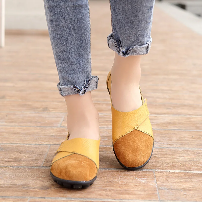Woman's Flats Loafers Shoes Soft Genuine Leather Casual Big Size 35-44 Mocassin Boat for Women