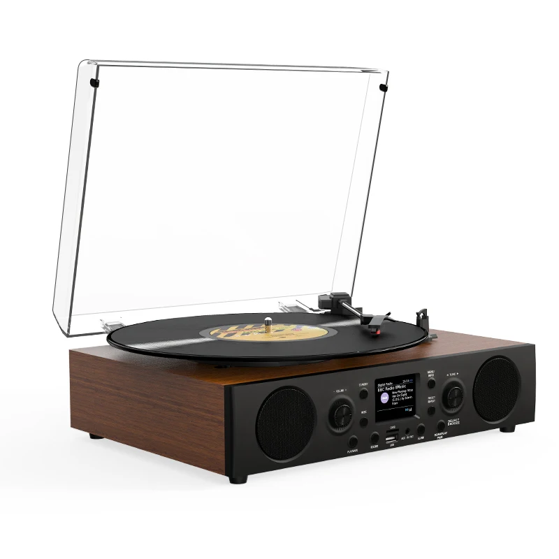Factory New Design Home Audio Video Equipment Dab Fm Radio Cassette Cd Play Music Record Player Turntable