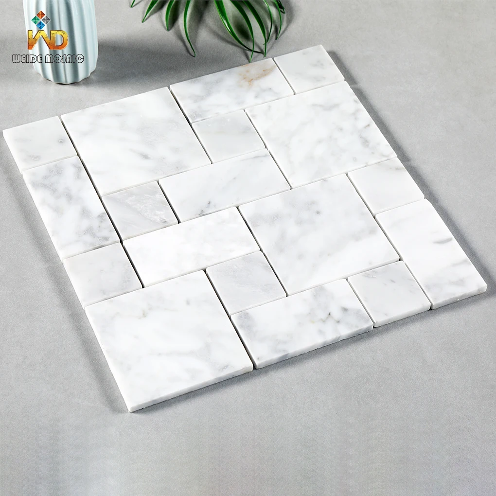 Carrara White Marble Mosaic Tiles That can be used on both walls and floors White stone mosaic tiles