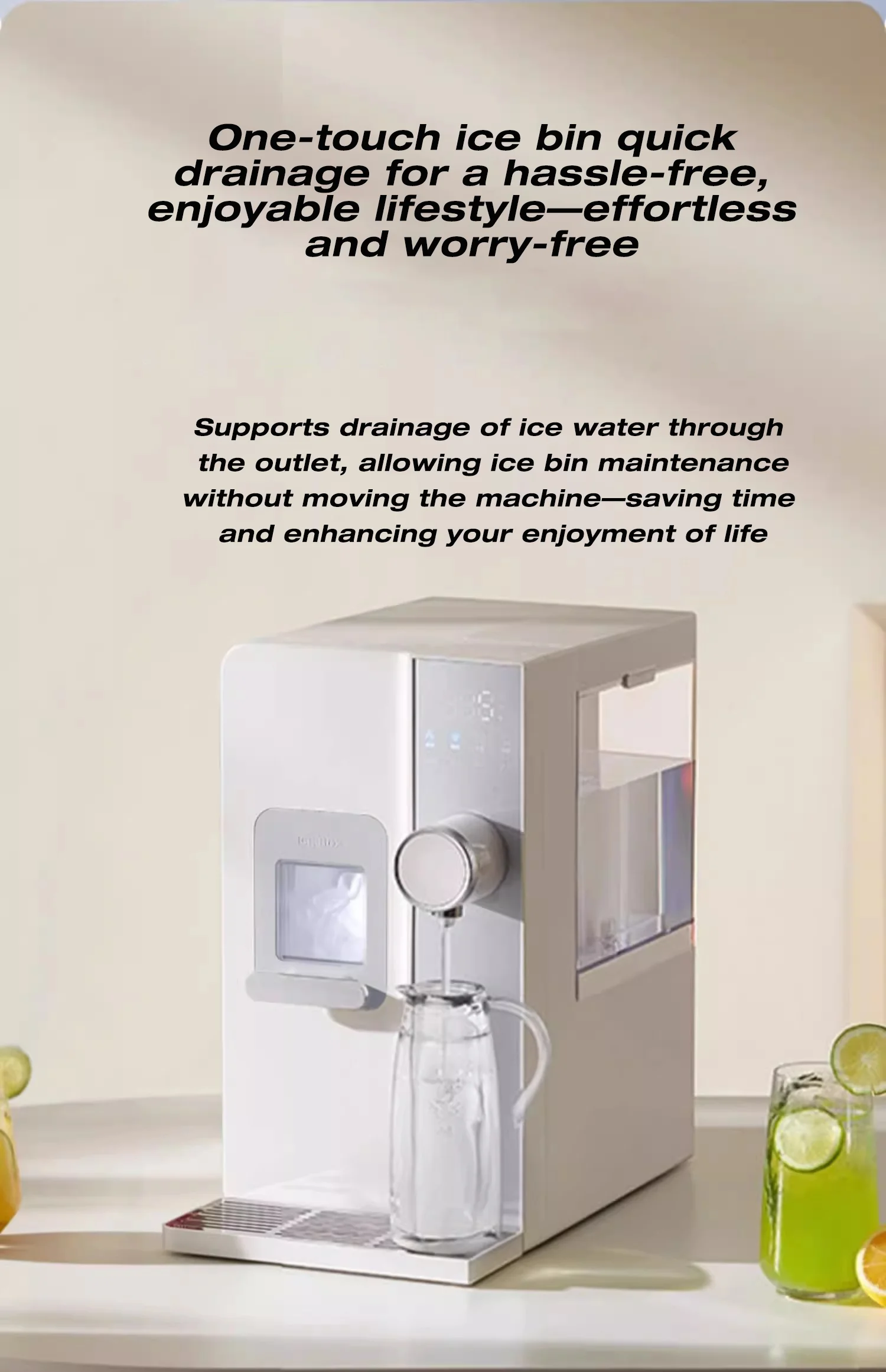 PURETAL Desktop 3 second instant hot and cold water dispenser ice machine with 3L water tank
