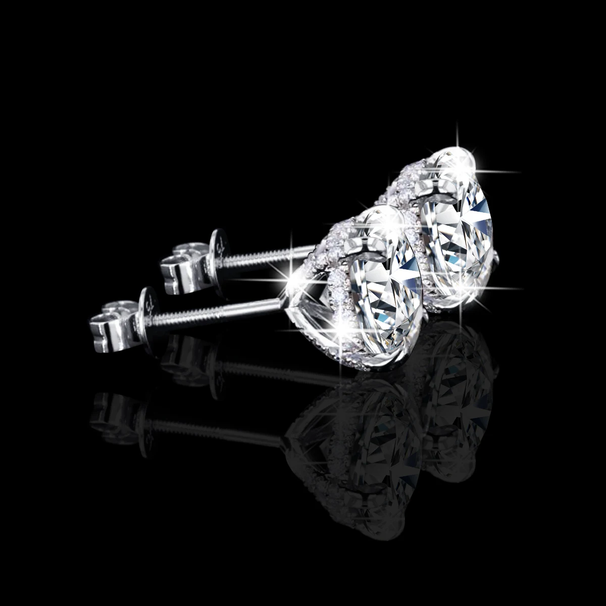 Classic Luxury halo Stud Earrings Real 18K Gold 925 Silver 2 Carat Moissanite Diamond Stud Earrings