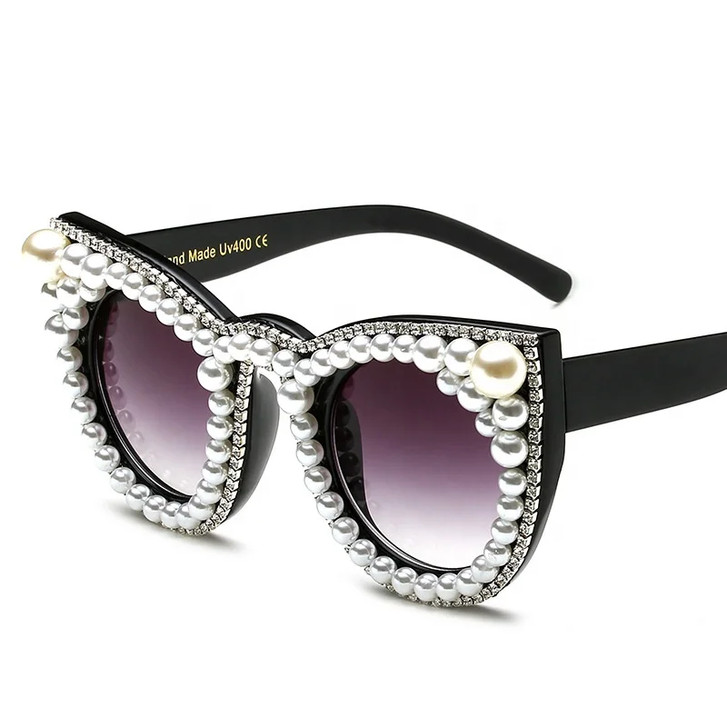 
Sinle sunglasses brand luxury OEM logo cat eye diamond sunglasses for women bling sunglasses rhinestone 