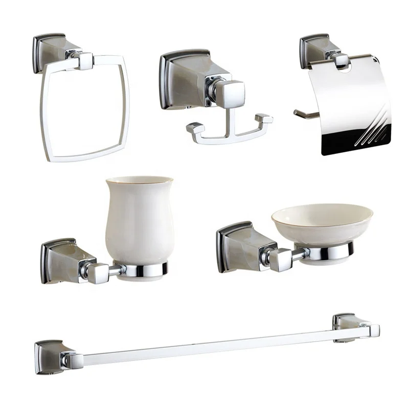 
Square design simple square design zinc alloy chrome bathroom set accessories 