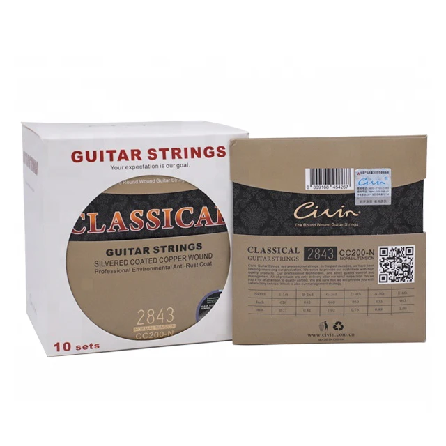 Classical Guitar Strings 2843 2845 Civin Hight Quality Silvered Coated Copper Wound Classical Guitar Strings
