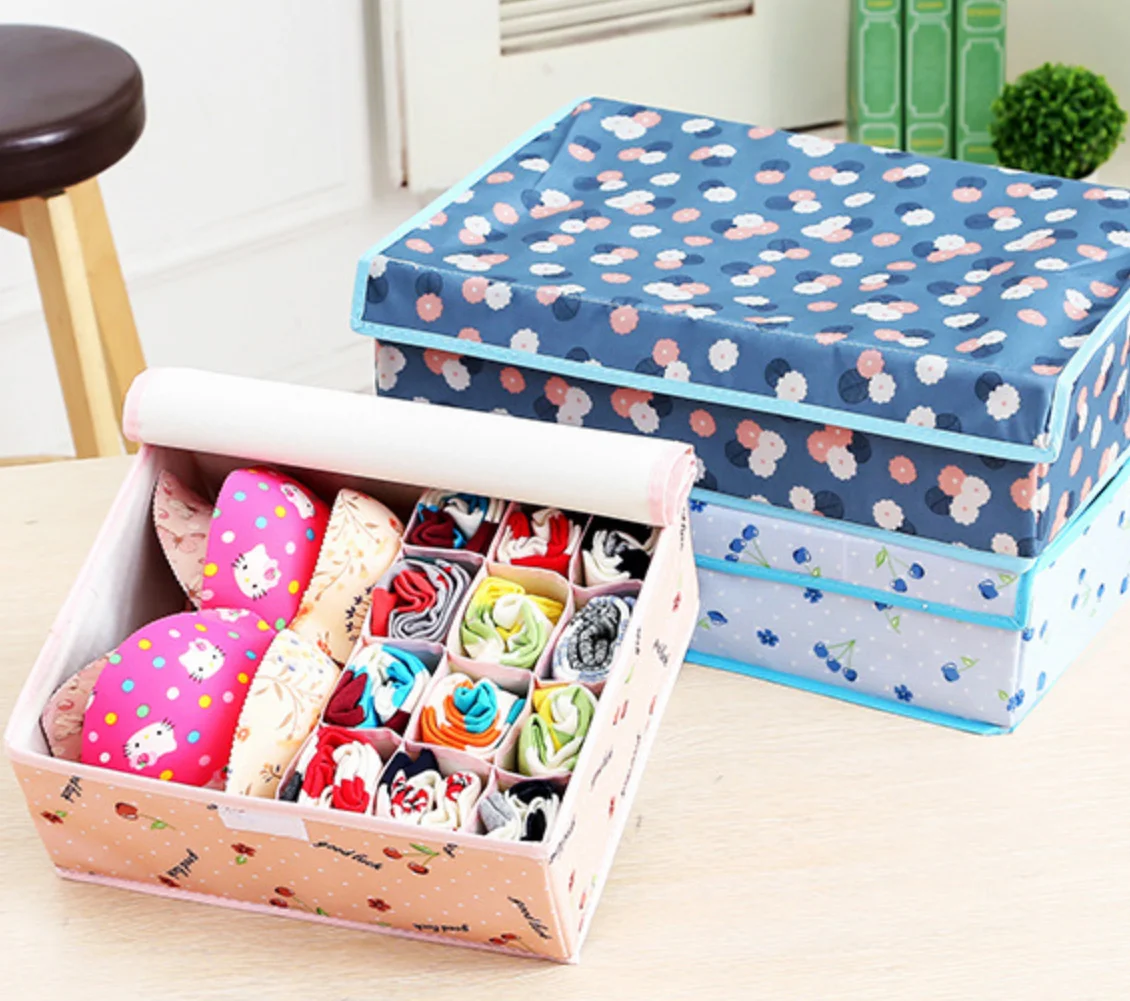 Underwear Storage Box Fabric Household Storage Box Oxford Cloth Socks Panties Bra Storage Box With Lid
