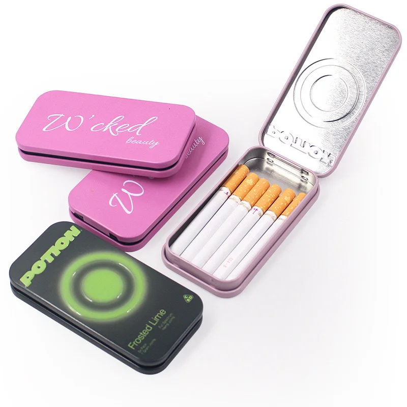 Factory Made Custom Thin Box Rectangle Storage Hinge Can Tobacco Tin