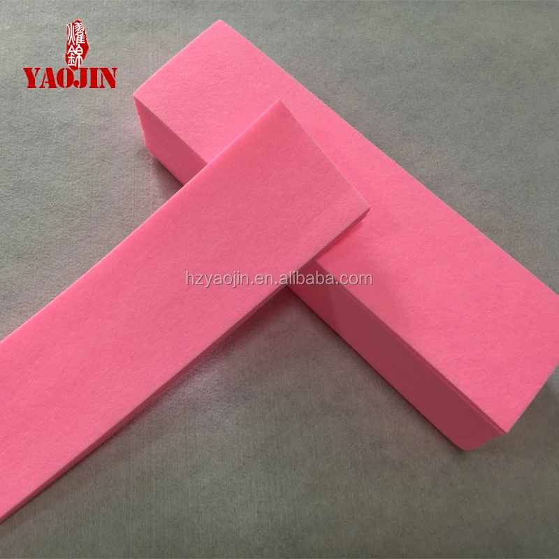 Pink Beauty Salon Hair Removal Depilatory Nonwoven Polyester Wax Strips With Wooden Spatulas For Waxing