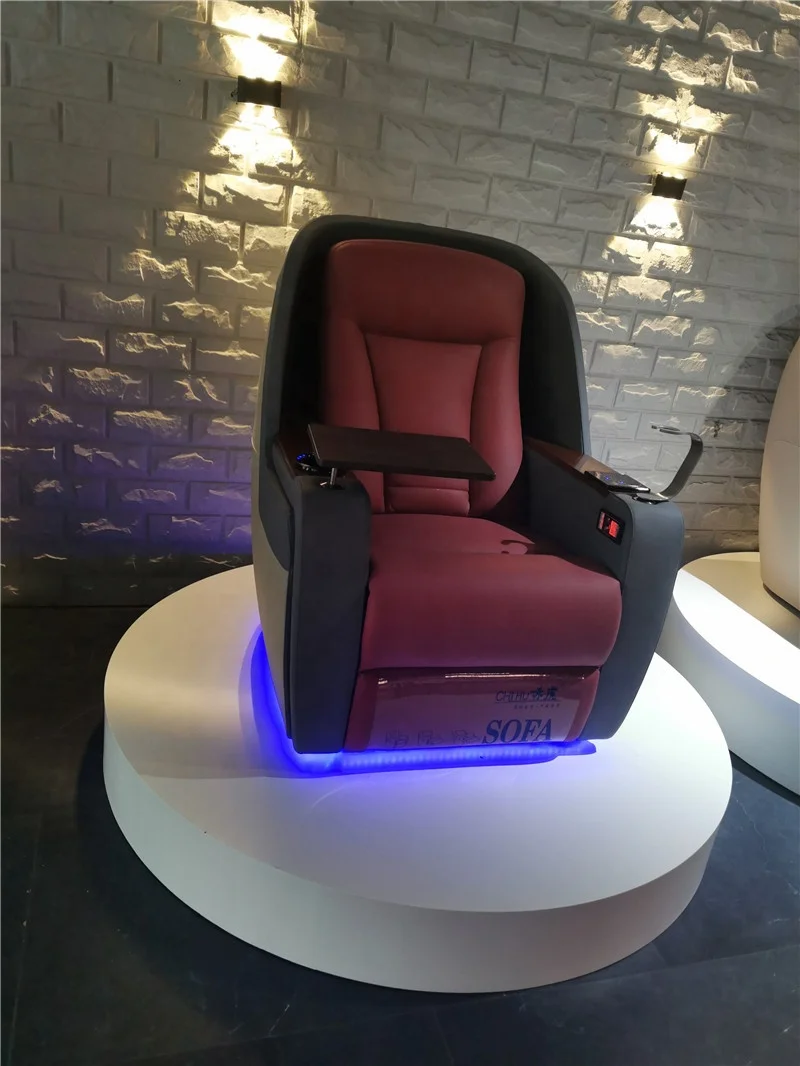 VIP multi-functional led light luxury recliner sofa,video room electric massage smart Cabin Home Theater sofa