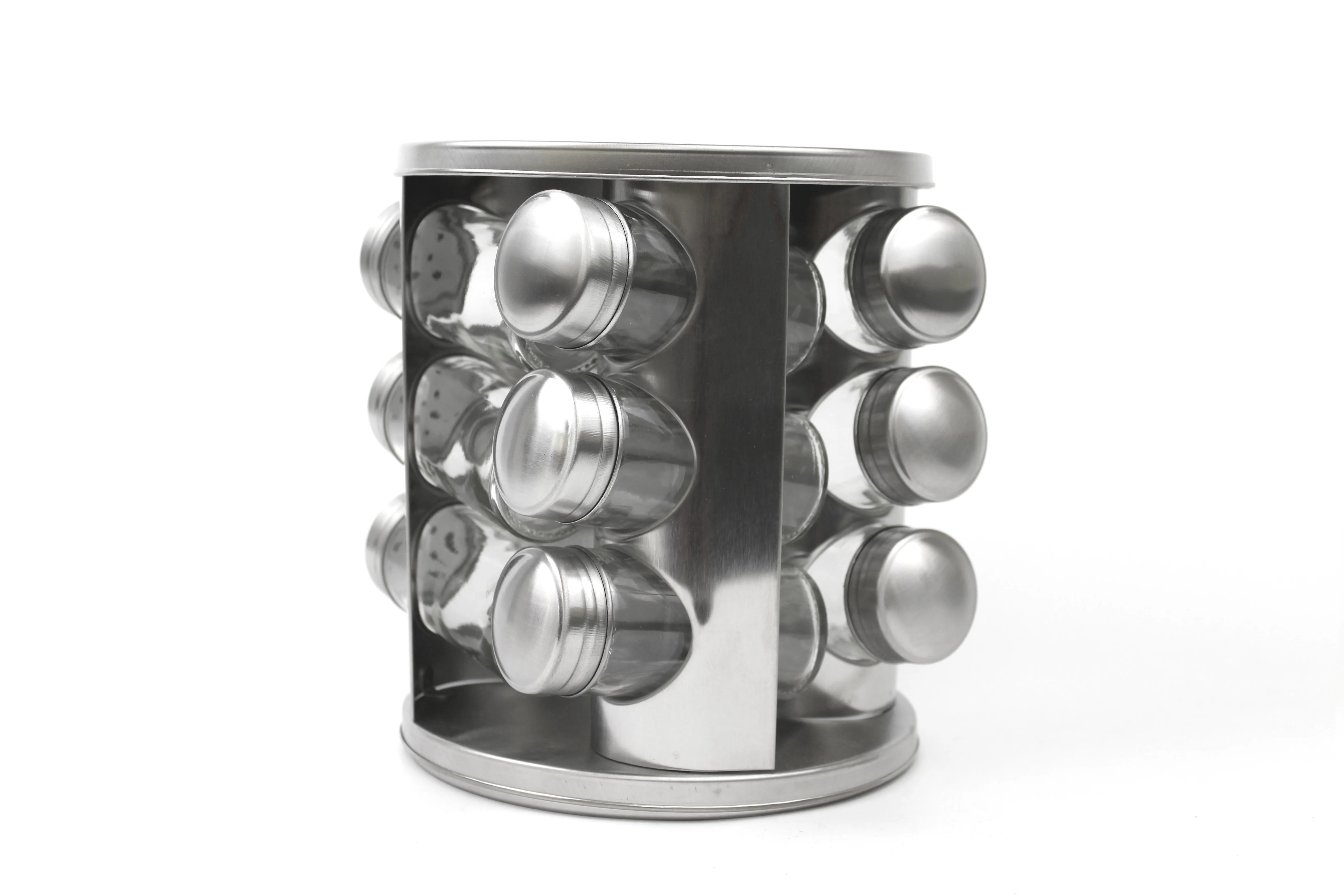12 pieces Jar revolving spice rack Stainless Steel Rack Tower Organizer Rotating Spice Rack
