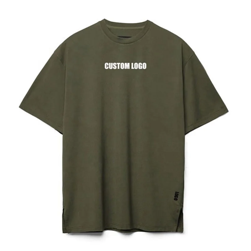 OEM Designer Luxury Cotton Sports Gym Tshirt for Men  Luxury Oversized Short Sleeve Fitted Style Solid Pattern Logo Print