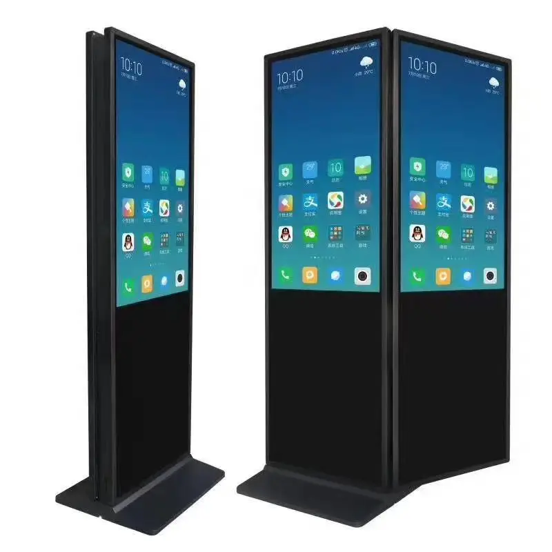 55 65 inch floor stand double side vertical totem touch screen lcd advertising digital